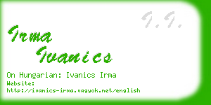 irma ivanics business card